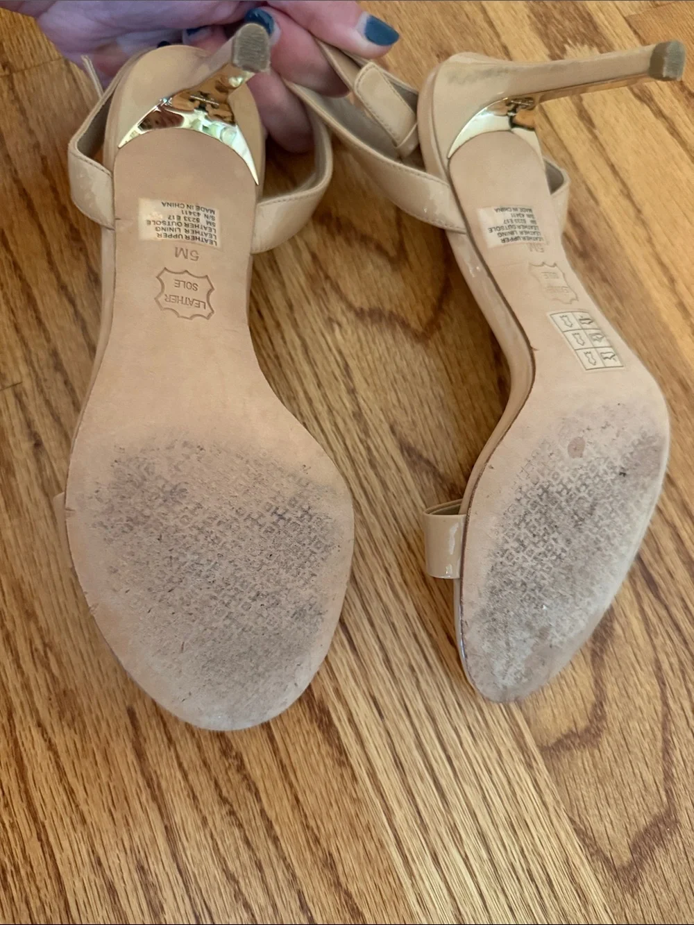 Tory Burch Nude Patent Leather Ankle-Strap Heels